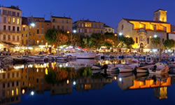 The old port at night in La Ciotat